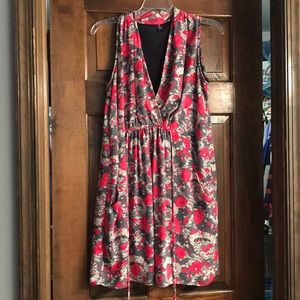 Aqua navy, white, and hot pink print dress